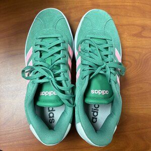 Adidas Womens VL Court Sneakers Green and Pink Size 6.5 Platform